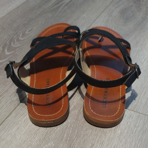 Lucky Brand Black and Tan Strappy Sandals - Picture 3 of 14